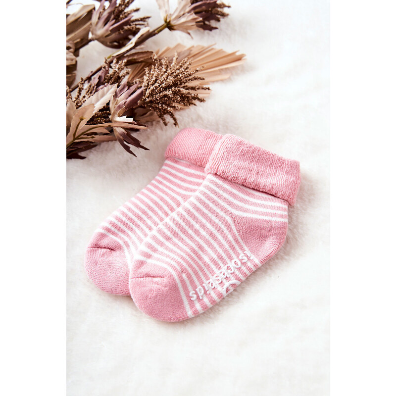 Kesi Dětské ponožky proužky Růžové a bílé