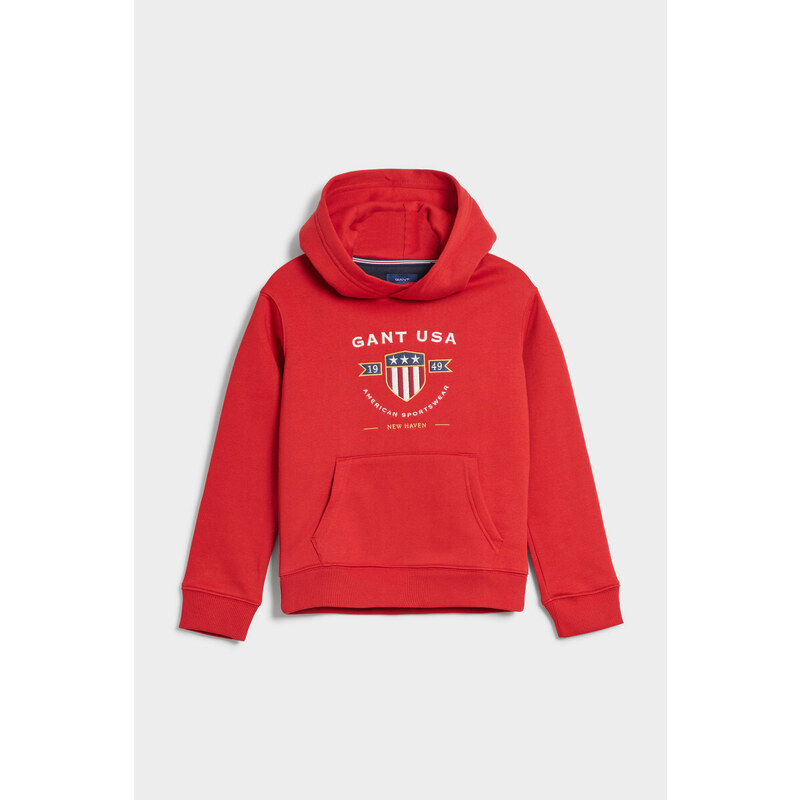 MIKINA GANT D1. BANNER SHIELD HOODIE červená 122/128