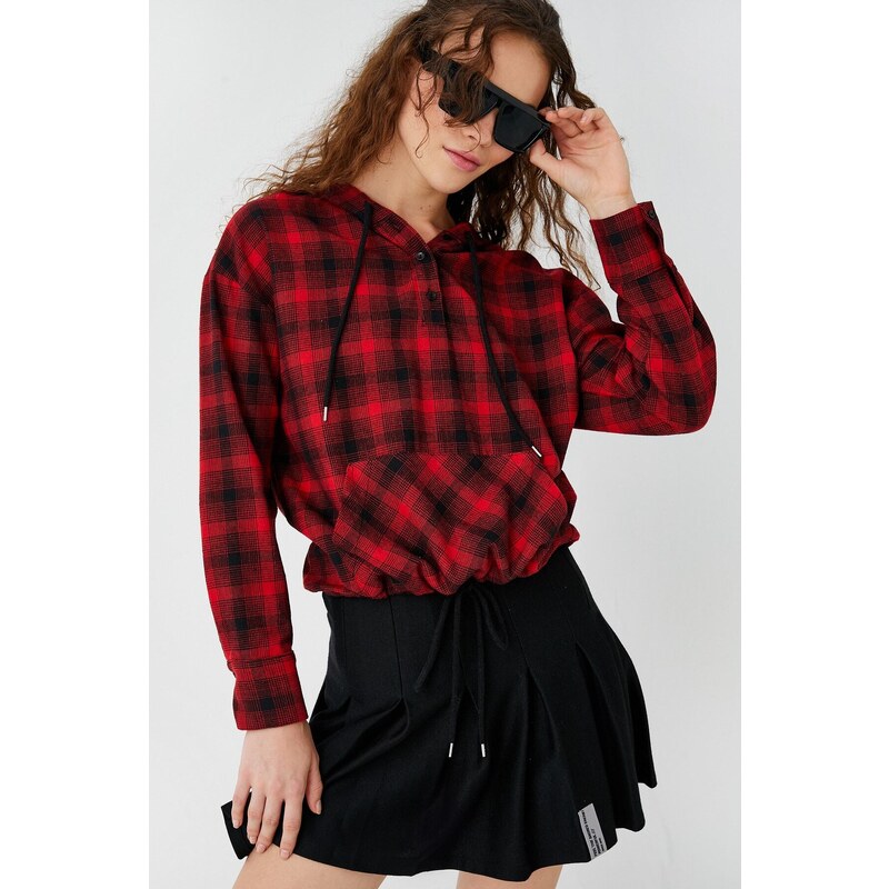 Koton Women's Red Plaid Shirt