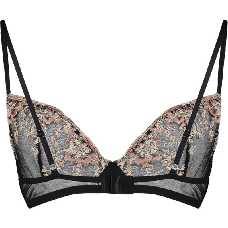 Trendyol Curve Black Embroidered Balconette Lace Bra