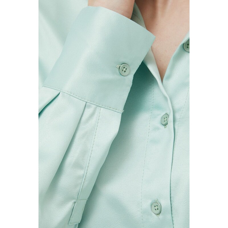Košile Guess dámská, zelená barva, regular, s klasickým límcem