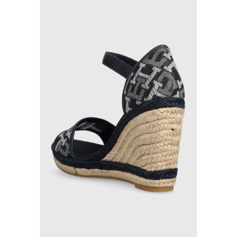 Sandály Tommy Hilfiger FW0FW06935 TH MONOGRAM DENIM WEDGE dámské, tmavomodrá barva, na klínku