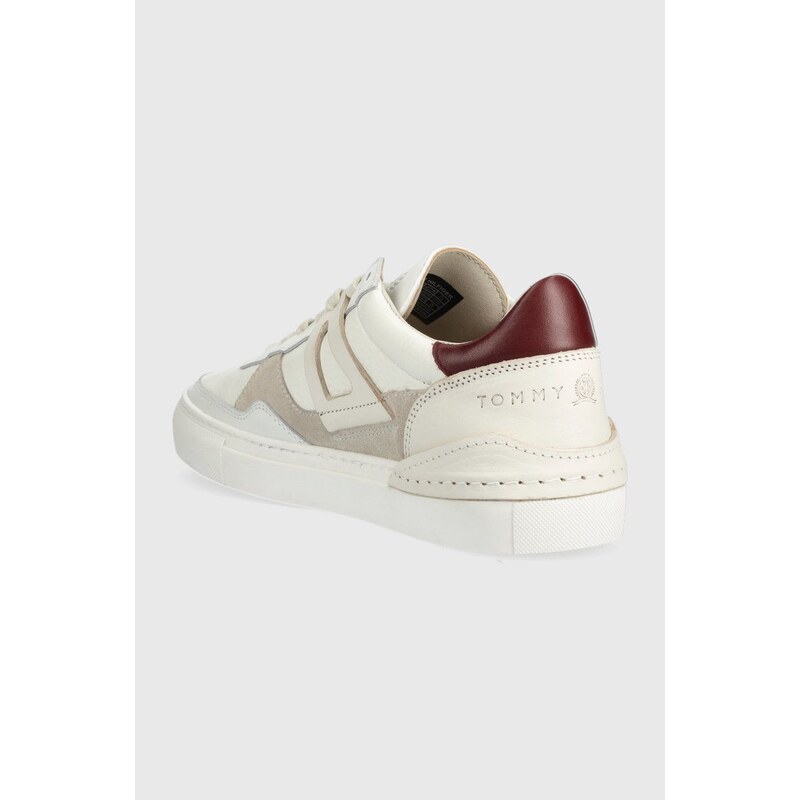 Kožené sneakers boty Tommy Hilfiger TH LAB COURT SNEAKER bílá barva, FM0FM04267