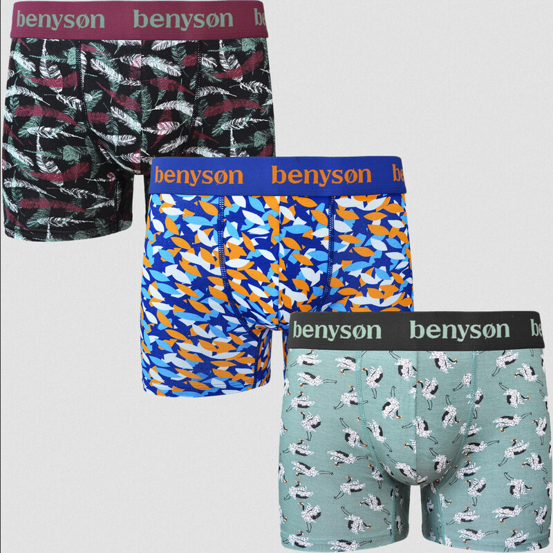 3PACK pánské boxerky Benysøn bambusové vícebarevné