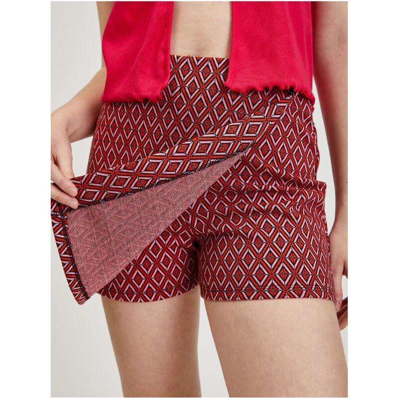 Červená dámská vzorovaná sukně/kraťasy ORSAY - Dámské