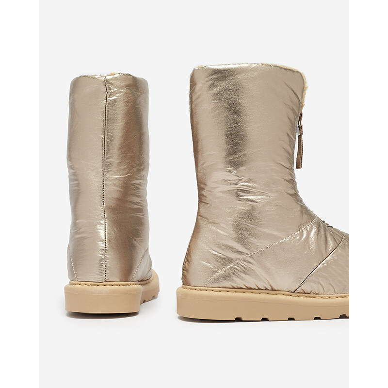 Basida Růžovo-zlaté dámské boty a'la sněhule Tirigga- Obuv - Zlatá || Růžová