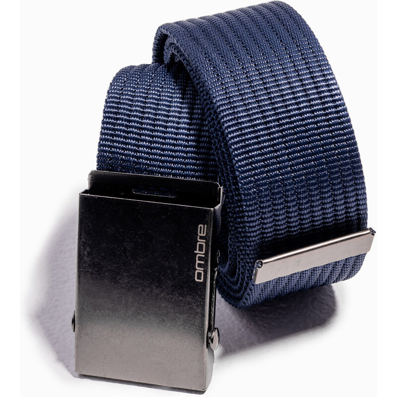 Ombre Clothing Pánský pásek s kovovou sponou - tmavě modrý A376