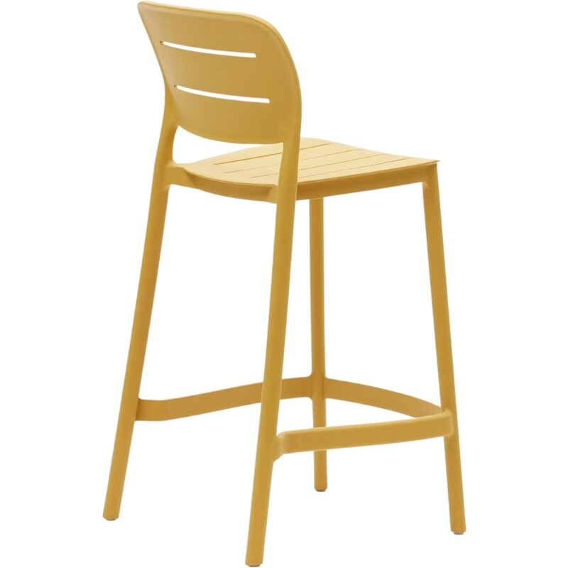 Hořčicově žlutá plastová zahradní barová židle Kave Home Morella 65 cm