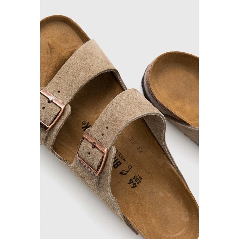 Semišové pantofle Birkenstock Arizona pánské, šedá barva, 51461.TAUP-TAUPE