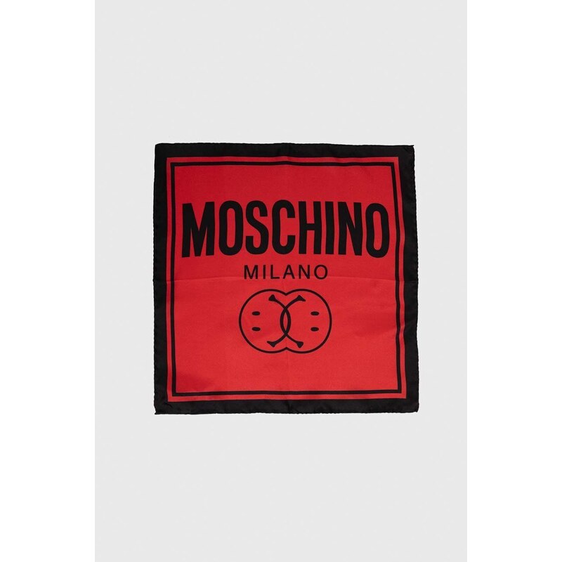 Hedvábný kapesníček Moschino x Smiley červená barva