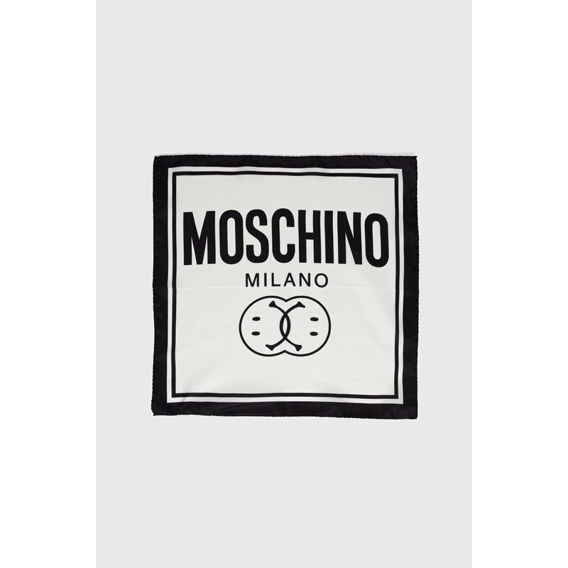 Hedvábný kapesníček Moschino x Smiley bílá barva