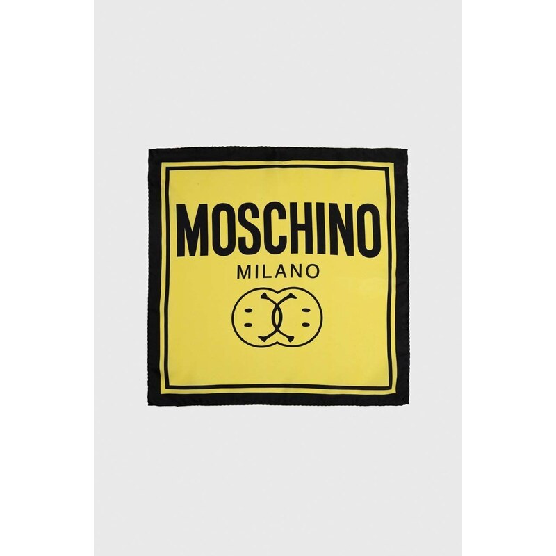 Hedvábný kapesníček Moschino x Smiley žlutá barva