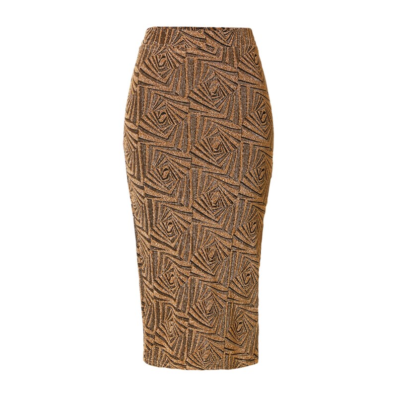 Nasty Gal Sukně tmavě hnědá / zlatá / černá