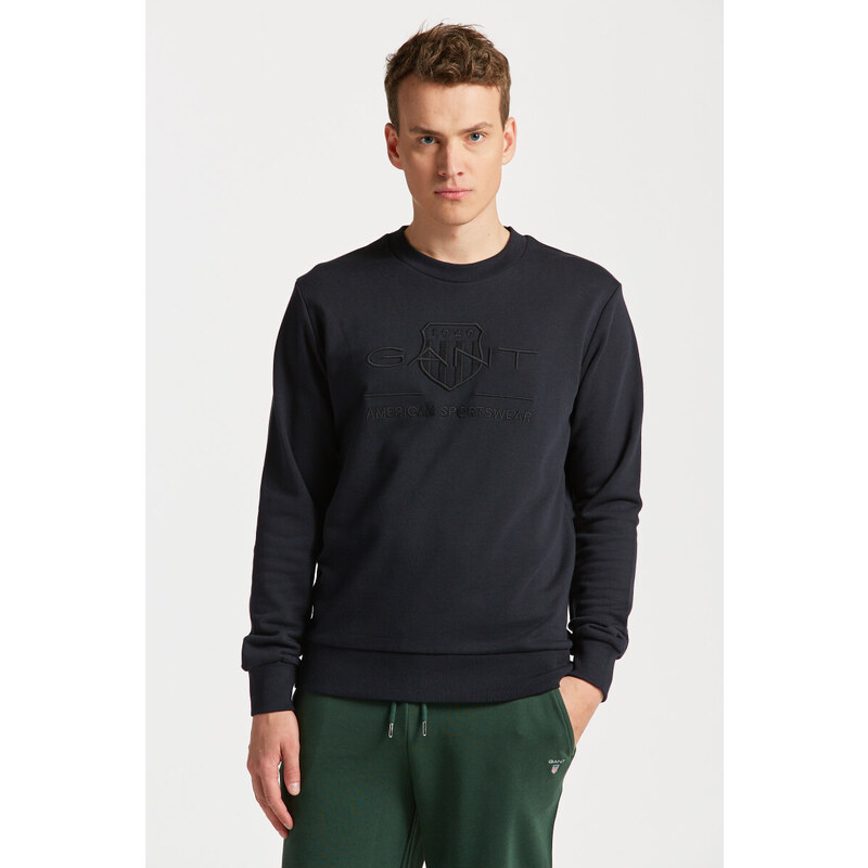 MIKINA GANT REG TONAL SHIELD C-NECK SWEAT BLACK