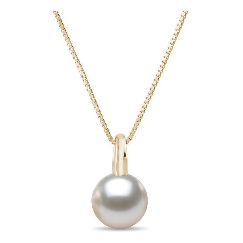 Zlatý náhrdelník s perlou Akoya KLENOTA K0122013