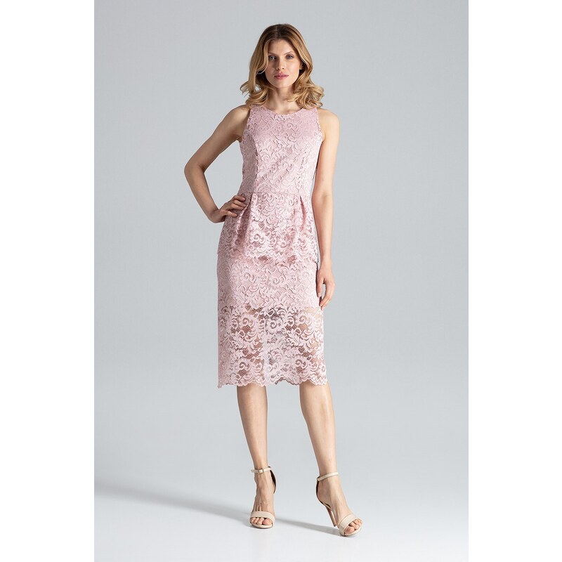 FIGL Elegantní růžové šaty M640 Pink Světle růžová