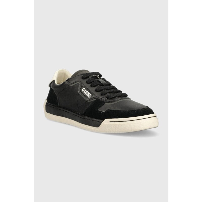 Sneakers boty Guess Strave Vintage černá barva, FM5STV LEA12 BLACK