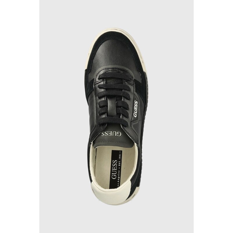Sneakers boty Guess Strave Vintage černá barva, FM5STV LEA12 BLACK