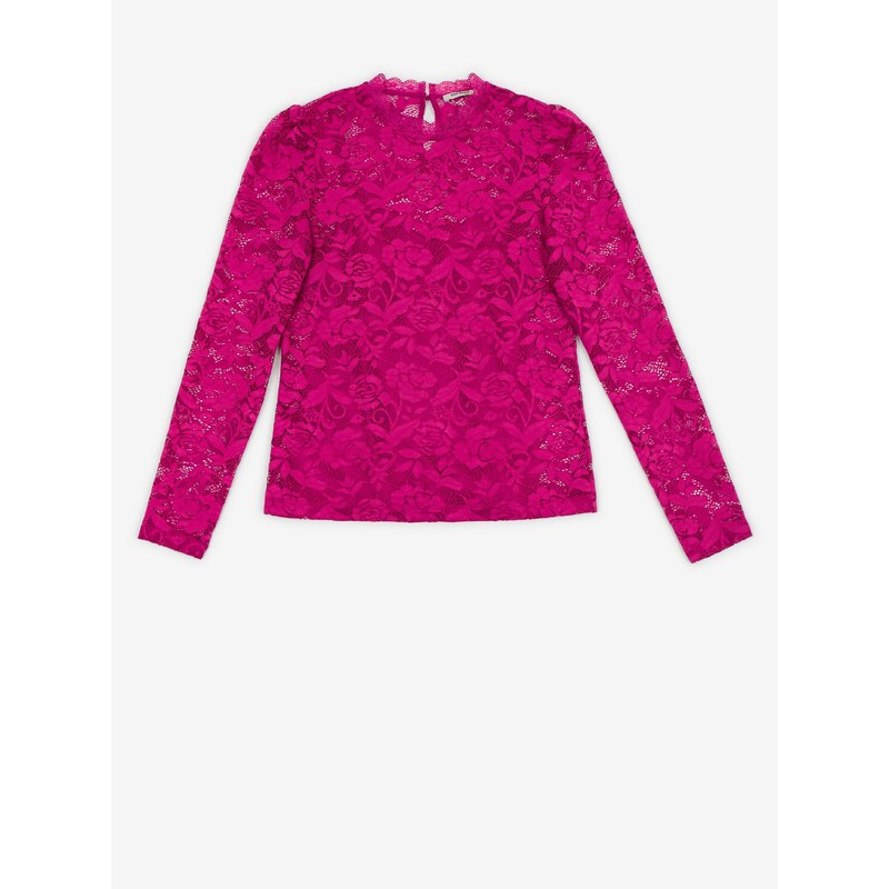 Tmavě růžové dámské krajkované tričko ORSAY - Dámské