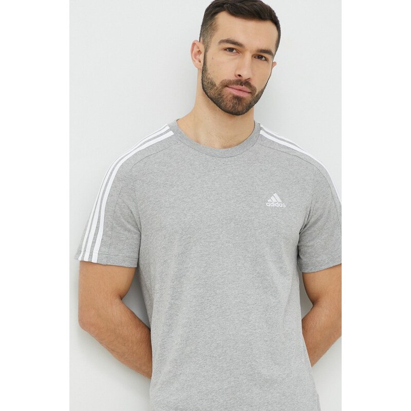 Bavlněné tričko adidas šedá barva, IC9337