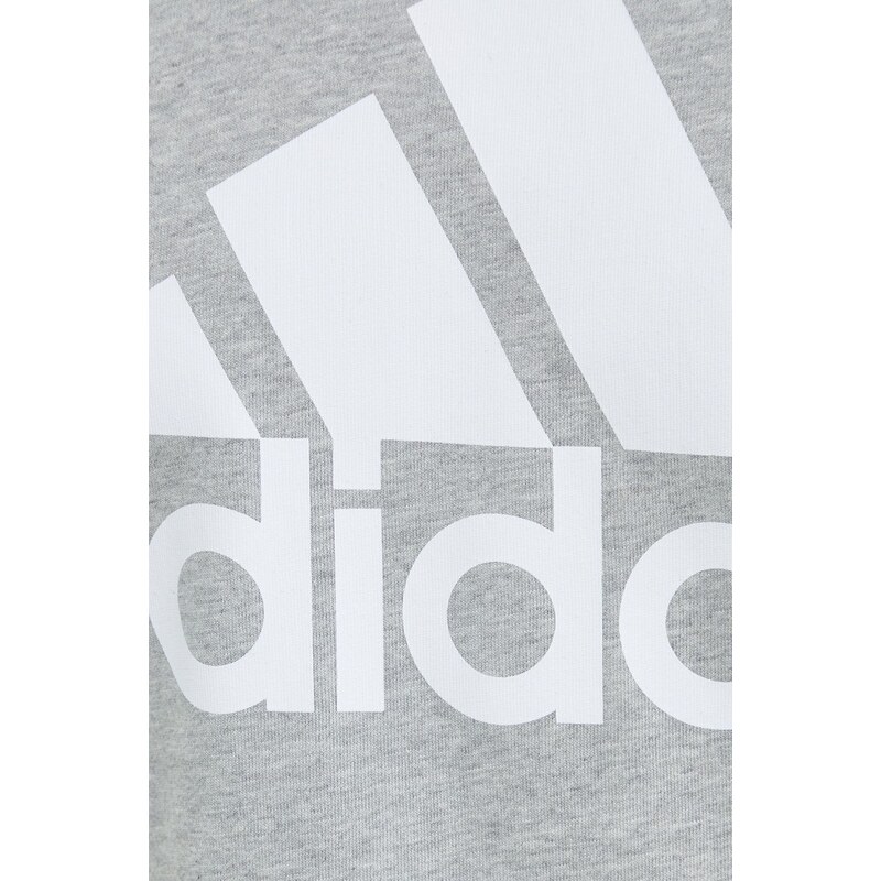 Bavlněné tričko adidas šedá barva, s potiskem, IC9350