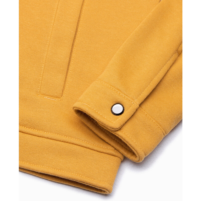 Ombre Clothing Pánská mikina na zip se stojáčkem - žlutá V6 OM-SSZP-22FW-005