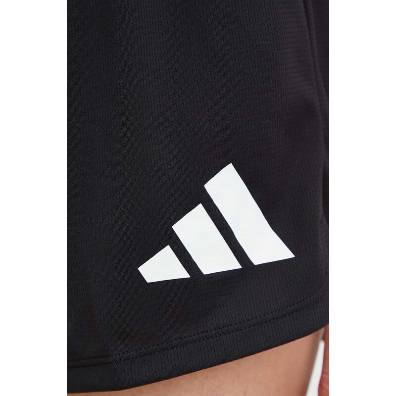 Tréninkové šortky adidas Performance Pacer 3-Bar dámské, černá barva, s potiskem, high waist