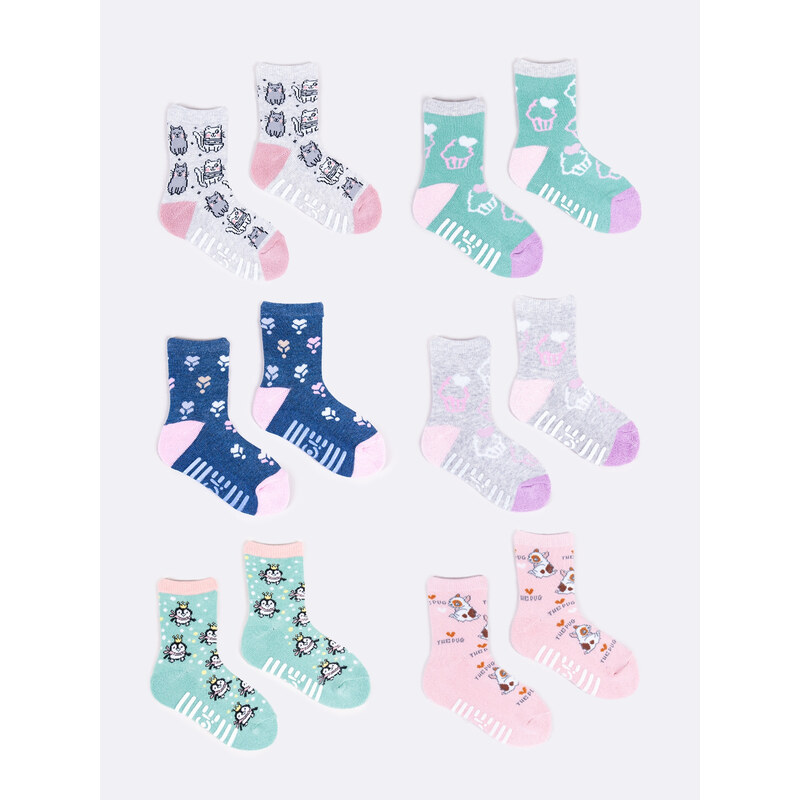 Yoclub Kids's Cotton Socks Cushion Anti Slip ABS Patterns Colors SK-20/GIR/031