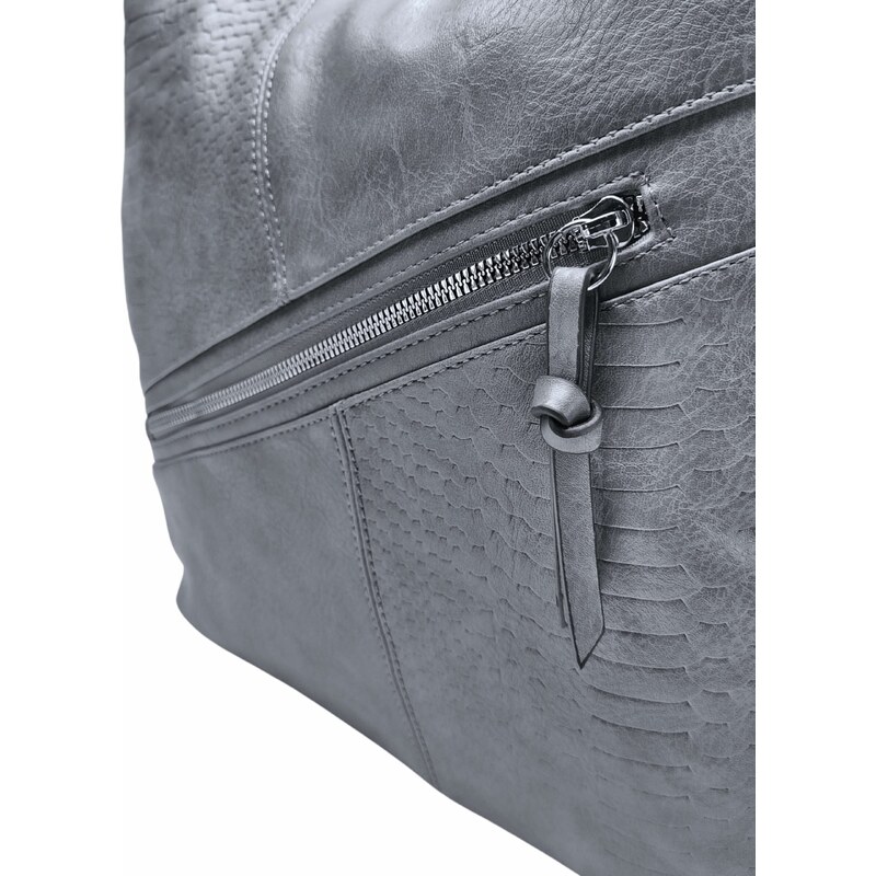 Tapple Velký středně šedý kabelko-batoh z eko kůže Nessie