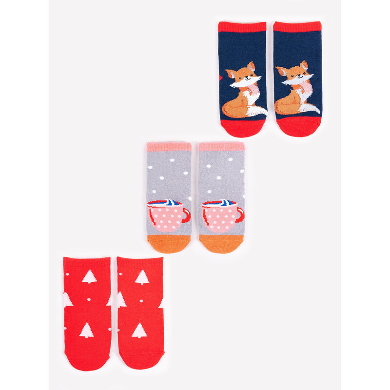 Yoclub Kids's Children's Christmas 3Pack Socks SKA-X012G-AA00