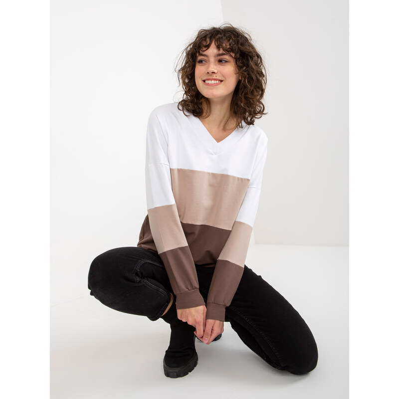 RUE PARIS Sweatshirt-RV-BL-8328.65P-white-brown