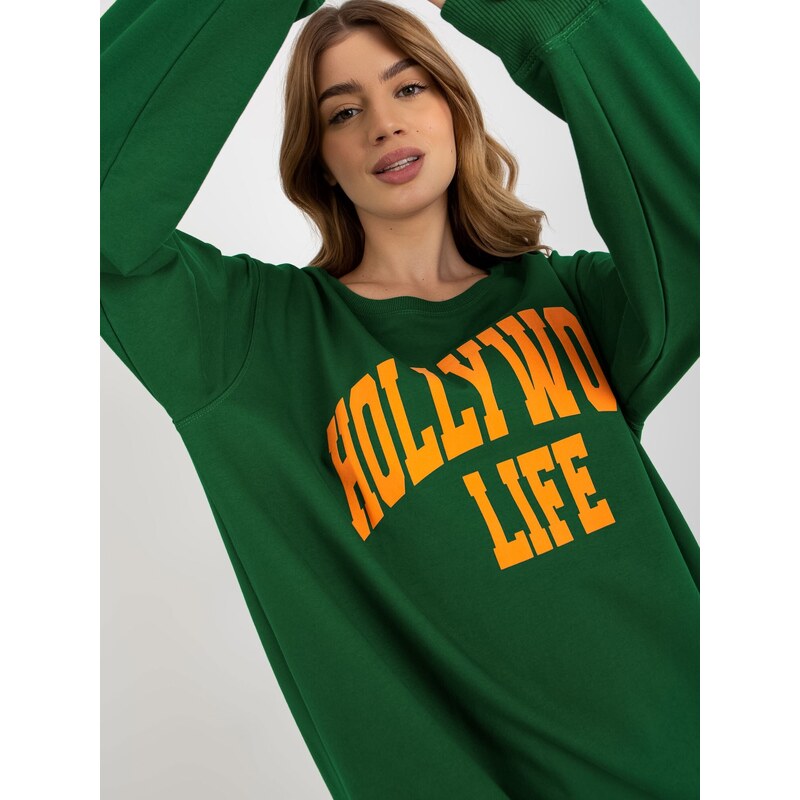 BASIC MIKINOVÉ ŠATY HOLLYWOOD LIFE - ZELENÁ/ORANŽOVÁ --GREEN Tmavě zelená