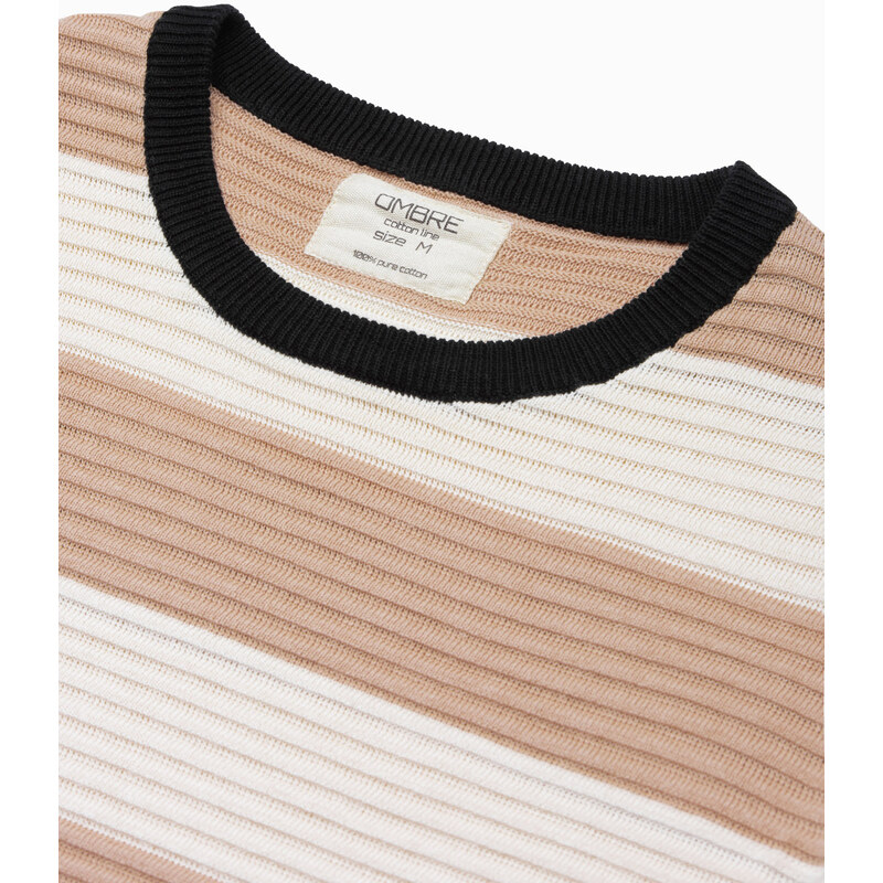 Ombre Clothing Pánský svetr - béžová E189