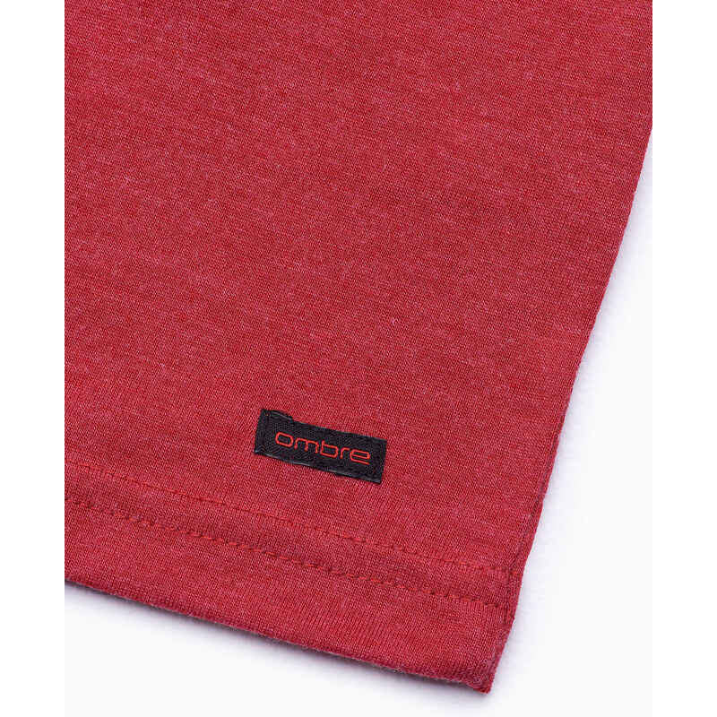 Ombre Clothing Pánské tričko bez potisku - červená S1390