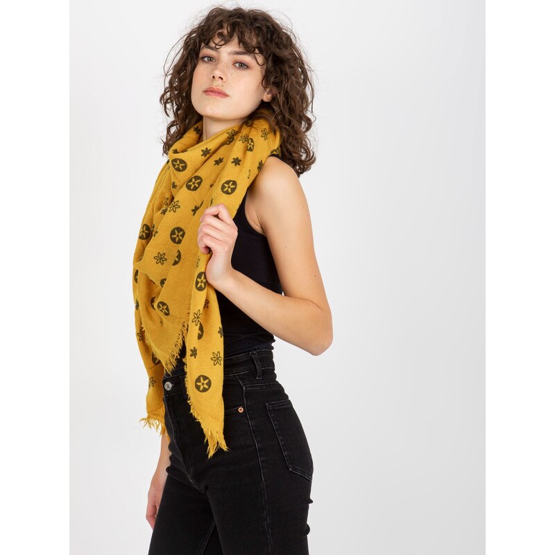 Fashionhunters Dámský šátek s potiskem - žlutý