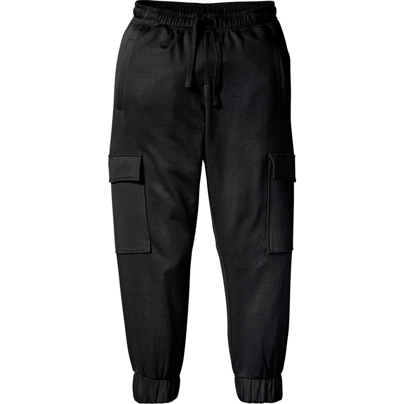bonprix Joggingové kalhoty s cargo kapsami, Loose Fit Černá