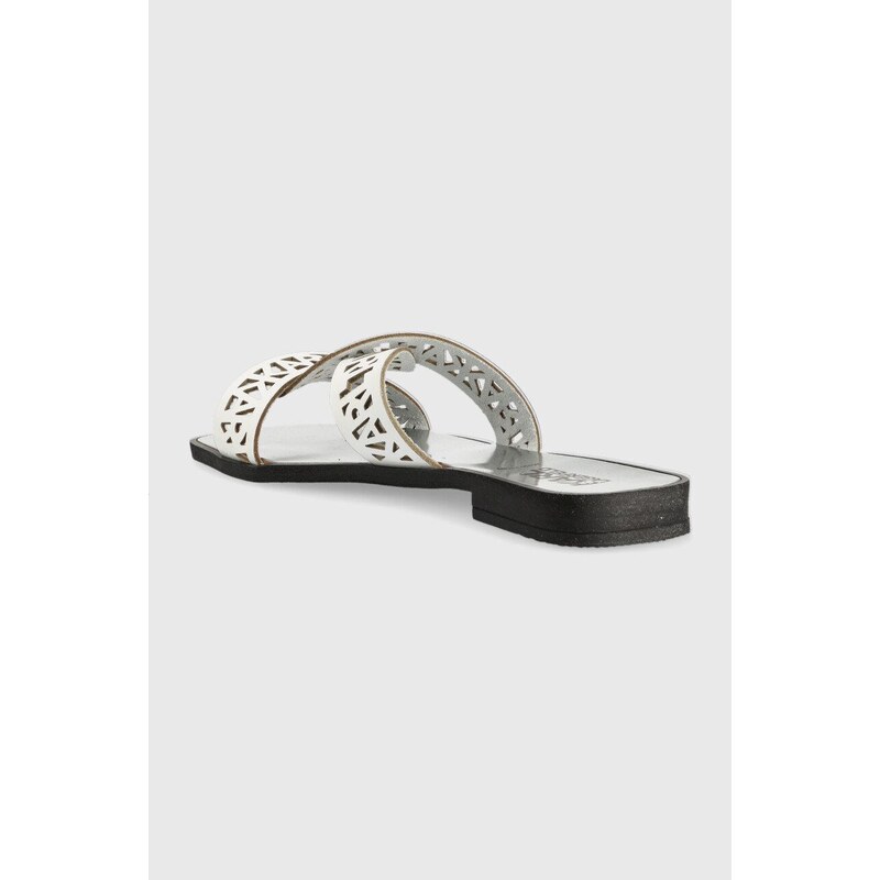 Kožené pantofle Karl Lagerfeld SKOOT dámské, bílá barva, KL80429