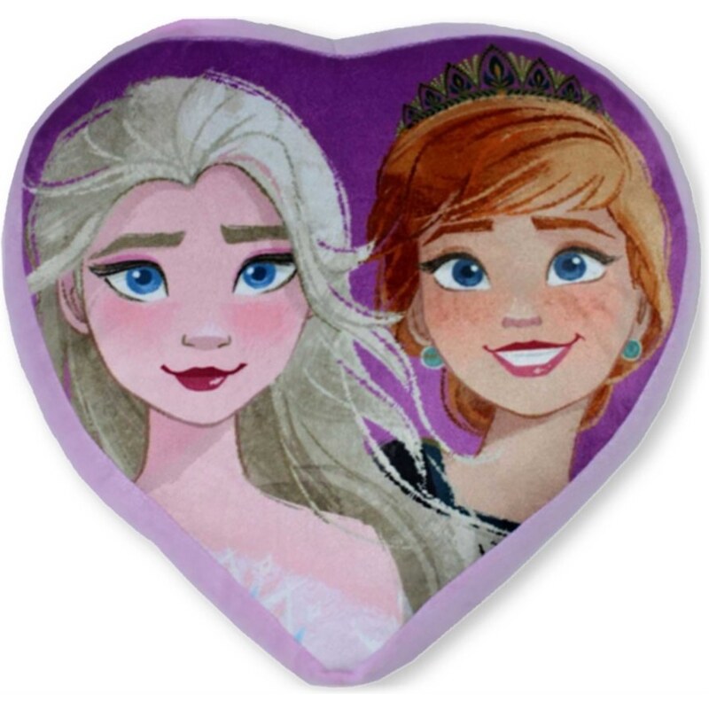 Setino Polštář ve tvaru srdce Ledové království - Frozen - motiv Anna a Elsa - 36 x 36 cm