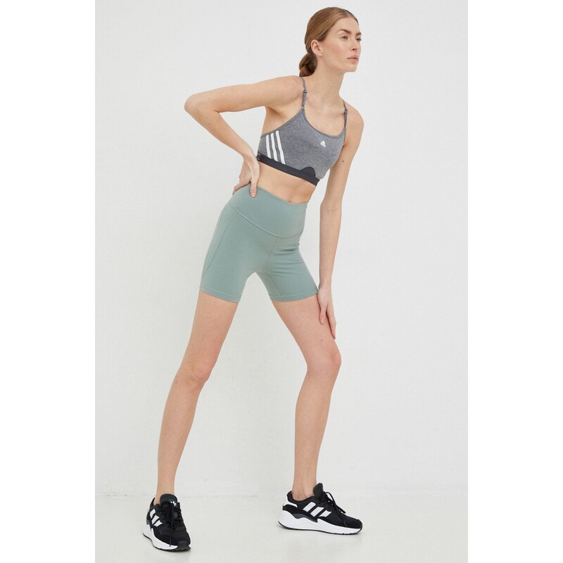 Šortky na jógu adidas Performance Yoga Studio zelená barva, high waist