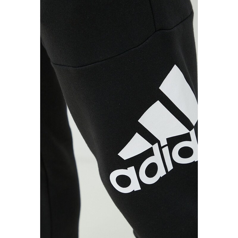 Bavlněné tepláky adidas černá barva, s potiskem, HA4342