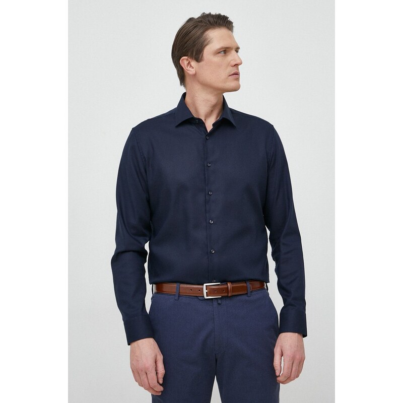 Košile Seidensticker tmavomodrá barva, slim, s klasickým límcem, 01.693650