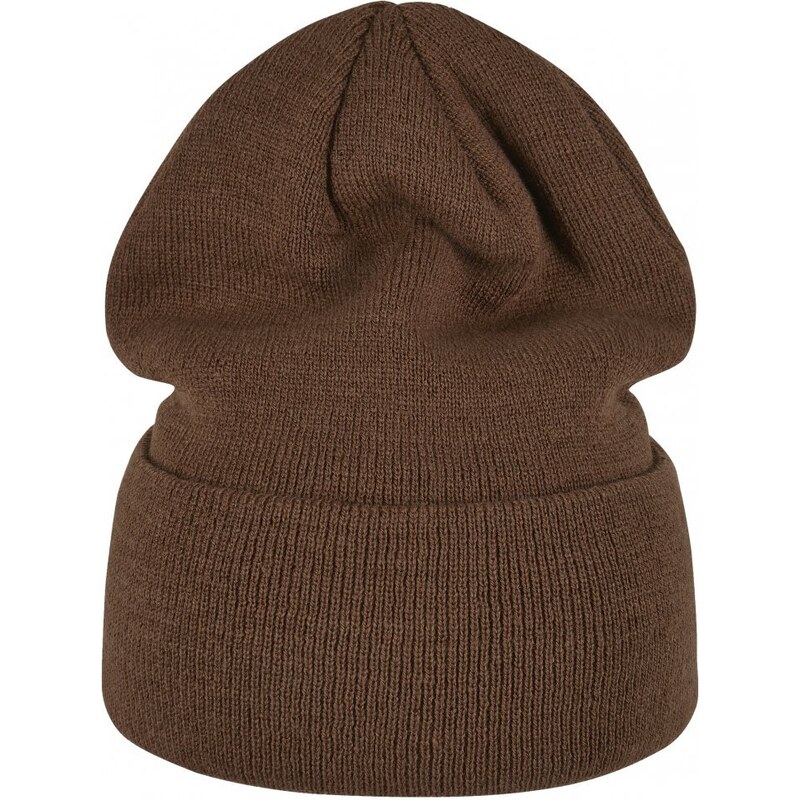 Čepice Urban Classics Leatherpatch Long Beanie - toffee