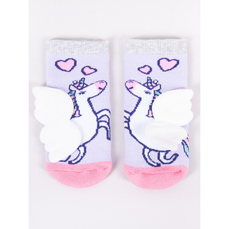Yoclub Kids's Cotton Baby Girls' Terry Socks Anti Slip ABS Patterns Colors 6-pack SK-29/SIL/6PAK/GIR/001