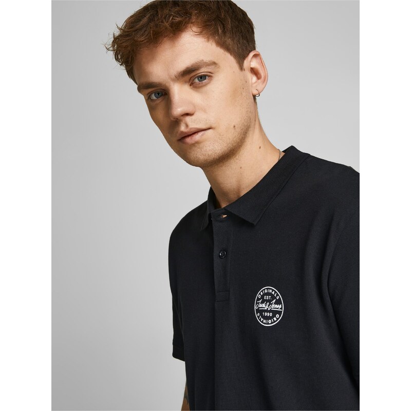 Černé polo tričko Jack & Jones Shark - Pánské