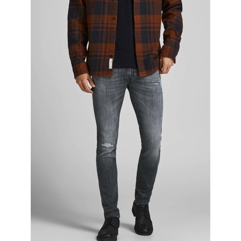 Tmavě šedé skinny fit džíny Jack & Jones Iliam - Pánské