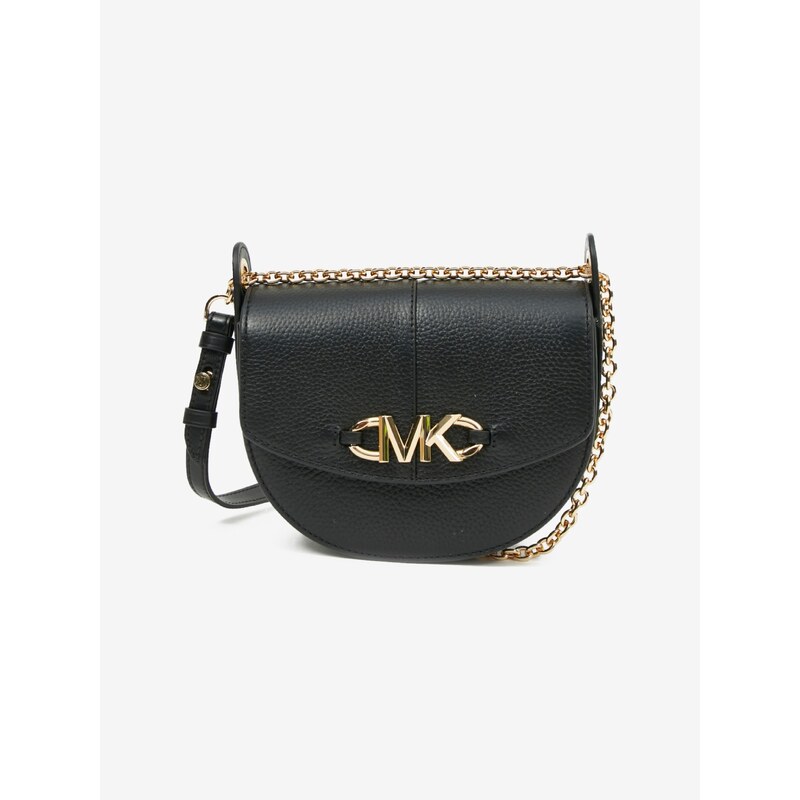 Černá dámská kožená crossbody kabelka Michael Kors Small Conv Saddl - Dámské