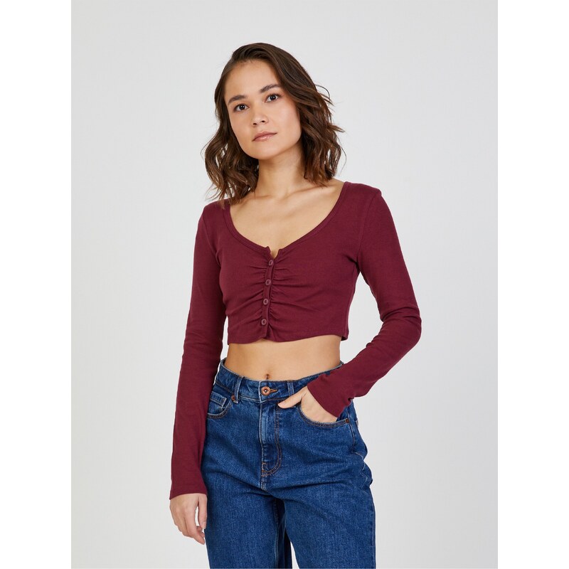 Vínový crop top TALLY WEiJL - Dámské