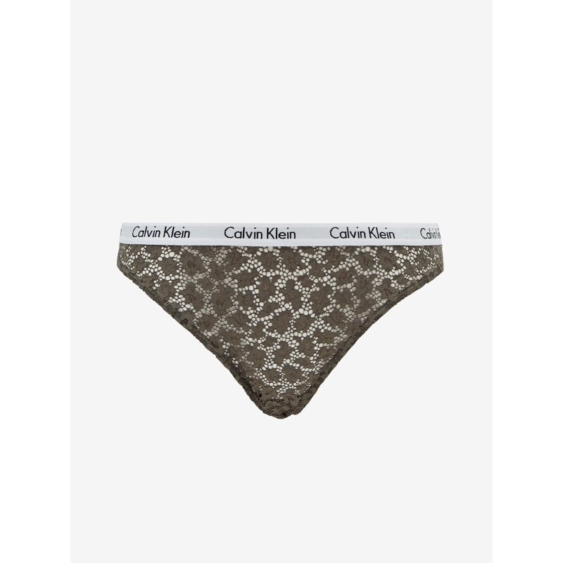 Tmavě hnědé krajkové kalhotky Calvin Klein Underwear - Dámské