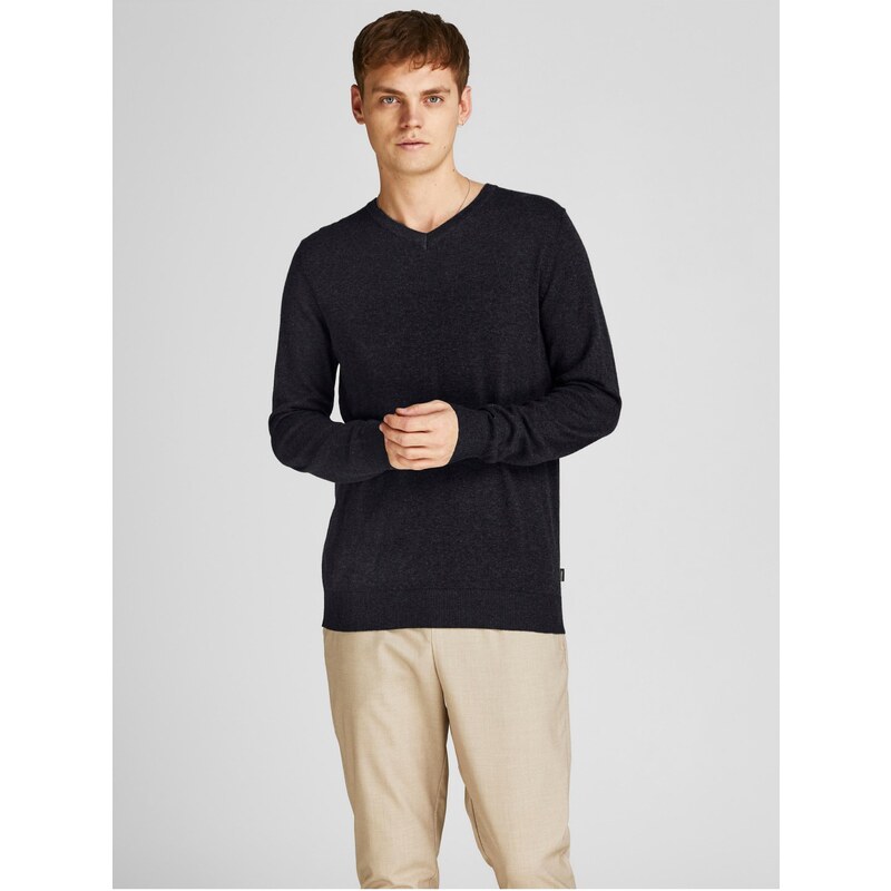 Černý basic svetr Jack & Jones Emil - Pánské