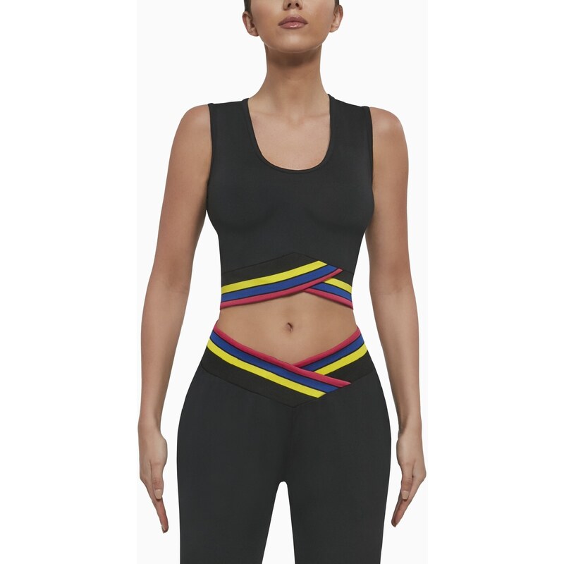 Bas Bleu Crop top CHAMP-TOP 30 sports with colored stripes